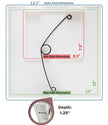 Diagram showing dimensions of a hole in an access panel for drywall and sheetrock with measurements in inches.