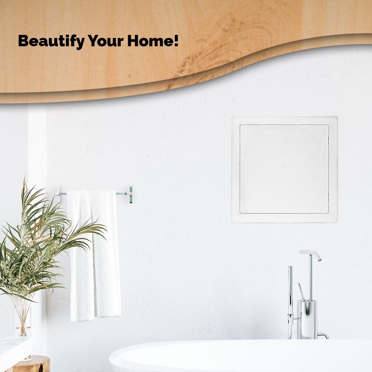 8x8 10x10 12x12 14x14 Hinged Door Access Panel for Drywall and Sheetrock, Lifestyle Bathroom Image