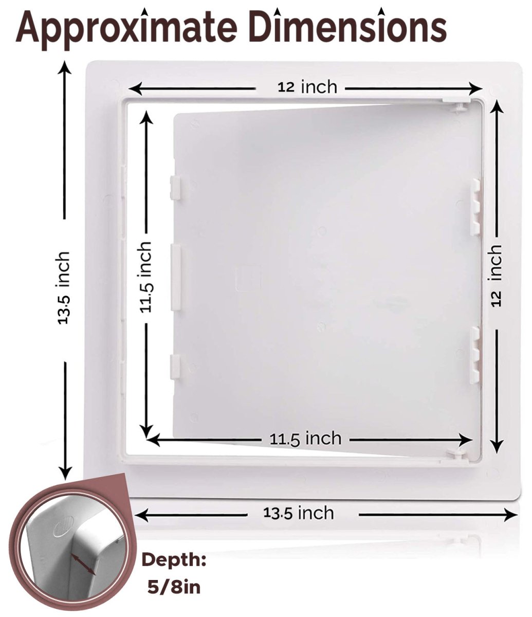 12x12 Hinged Door Access Panel for Drywall and Sheetrock, Dimensions Image