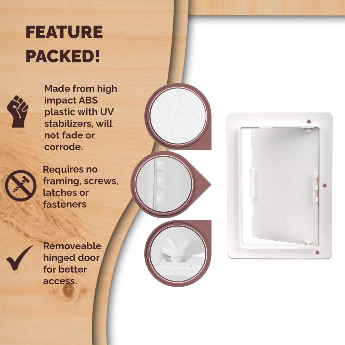 4x6 6x9 Hinged Door Access Panel for Drywall and Sheetrock, Feature Image, Back Angle