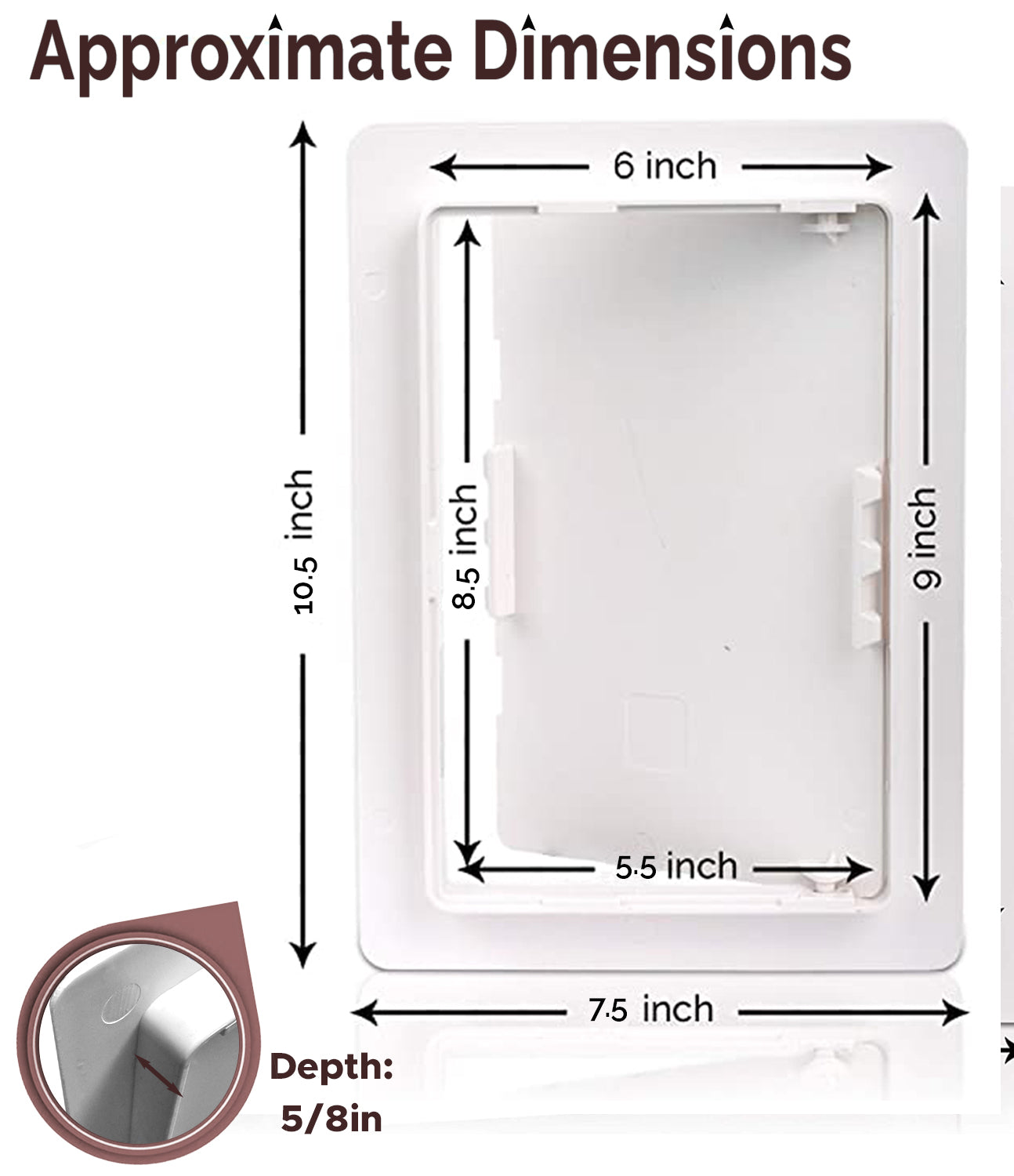 6x9 Hinged Door Access Panel for Drywall and Sheetrock, Dimensions Image