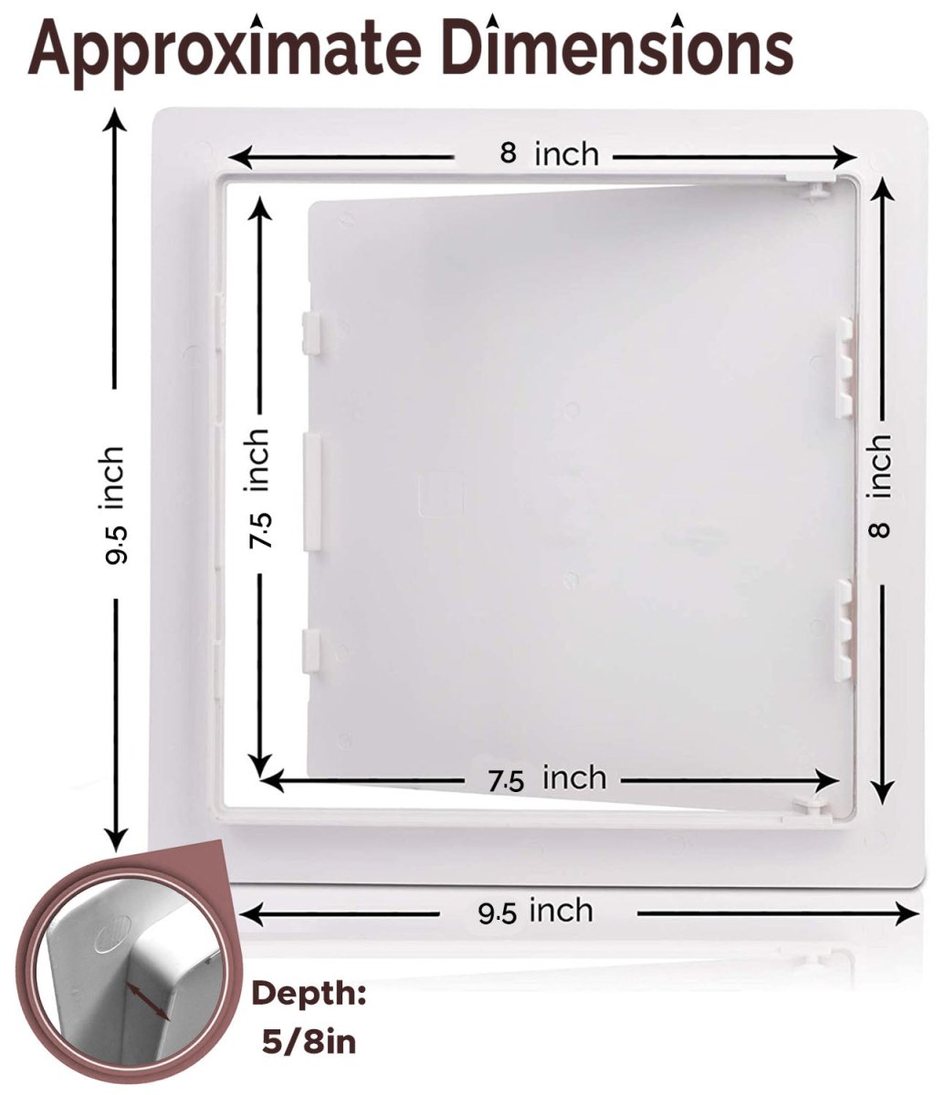 8x8 Hinged Door Access Panel for Drywall and Sheetrock, Dimensions Image