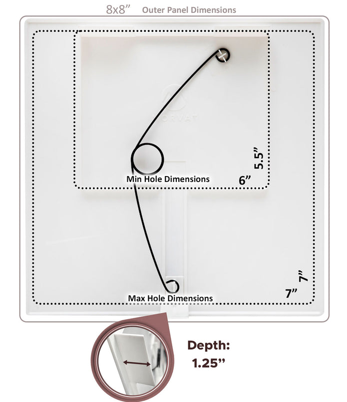 6x6 Adjustable Door Access Panel for Drywall and Sheetrock, Dimensions Image
