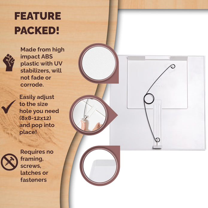 6x6 8x8 10x10 12x12 14x14 Adjustable Door Access Panel for Drywall and Sheetrock, Feature Image, Back Angle