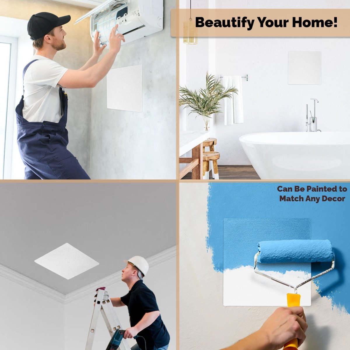 6x6 8x8 10x10 12x12 14x14 Hinged Door Access Panel for Drywall and Sheetrock, Lifestyle Image - Paintable, Wall and Ceiling Image