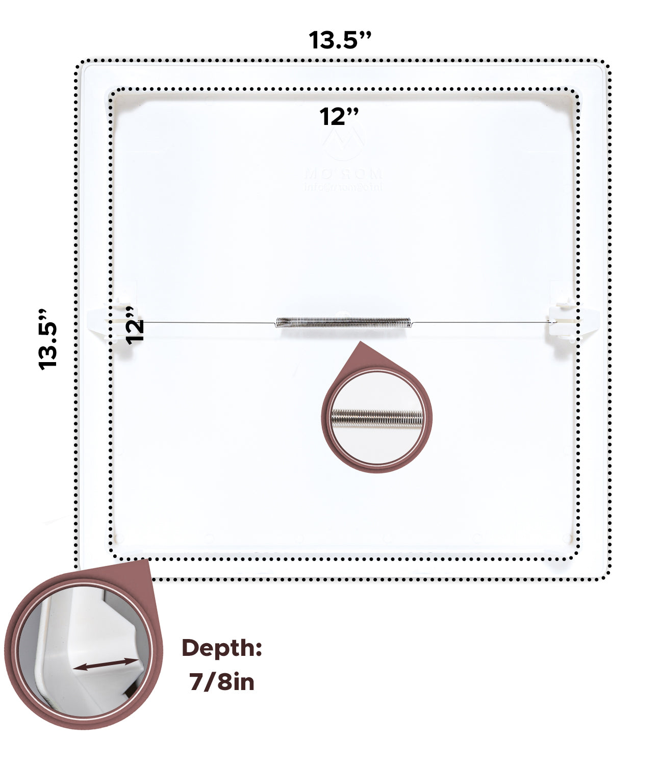 12x12 Spring Loaded Access Panel for Drywall and Sheetrock, Dimensions Image