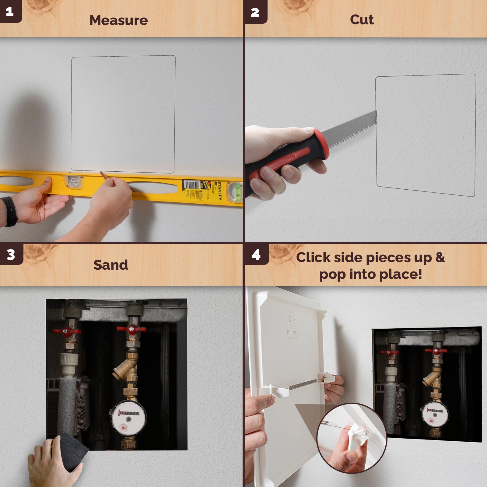 12x12 Spring Loaded Access Panel for Drywall and Sheetrock, How to Install Image