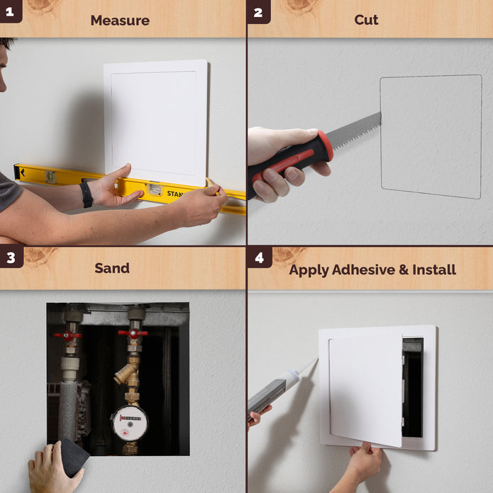 4x6 6x9 8x8 10x10 12x12 14x14 Hinged Door Access Panel for Drywall and Sheetrock, How to Install Image