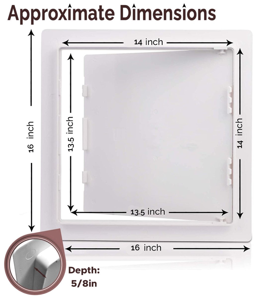 14x14 Hinged Door Access Panel for Drywall and Sheetrock, Dimensions Image